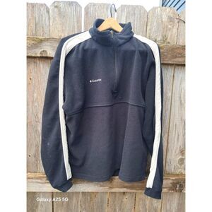 Columbia Pullover Men XL 1/4 Zip Polyester Fleece Black Grey Sweatshirt Shirt